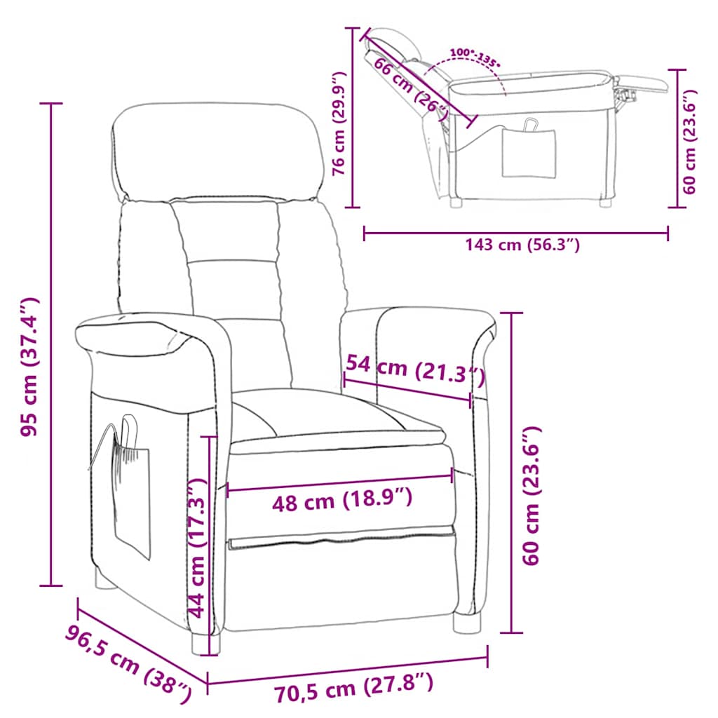 Chaise de massage Crème 96,5 x 70,5 x 95 cm Microfibre