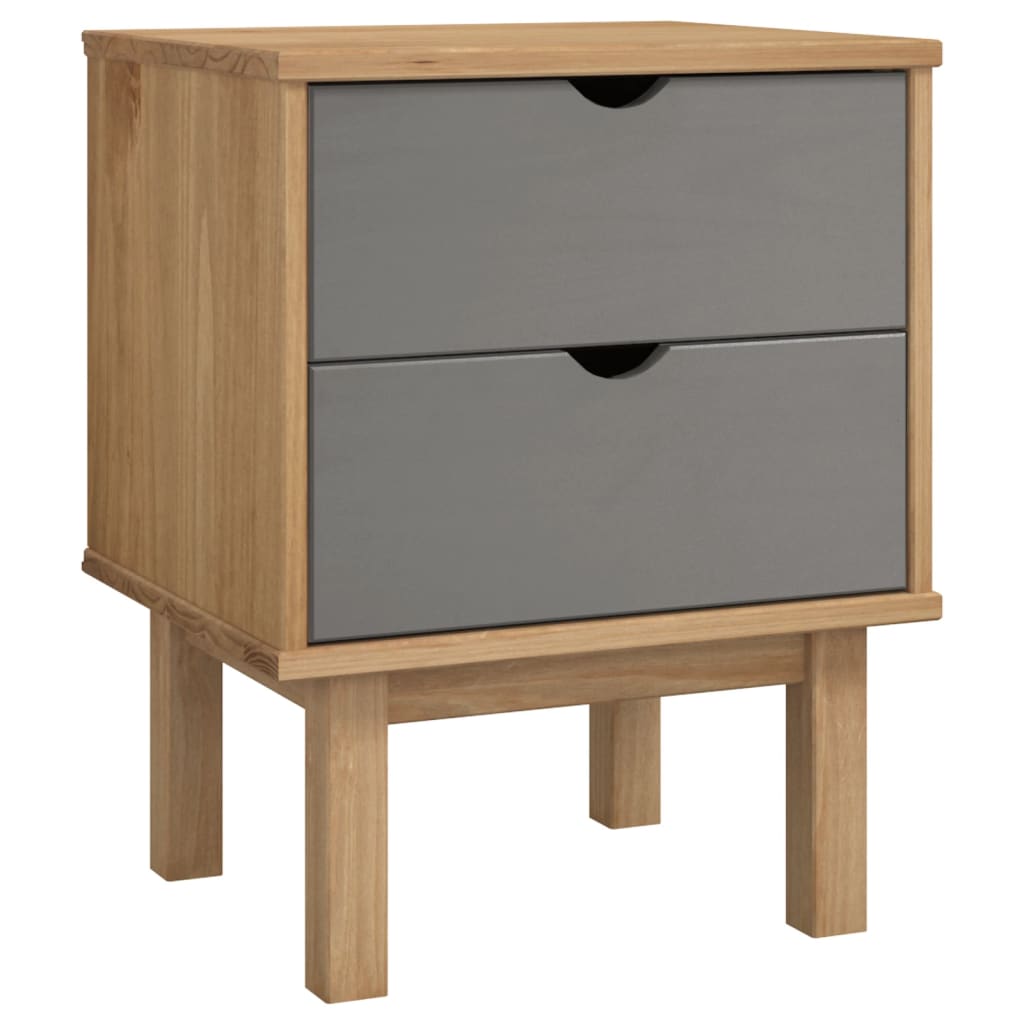 Table de chevet OTTA marron et gris 45x39x57 cm bois pin massif - XIOS