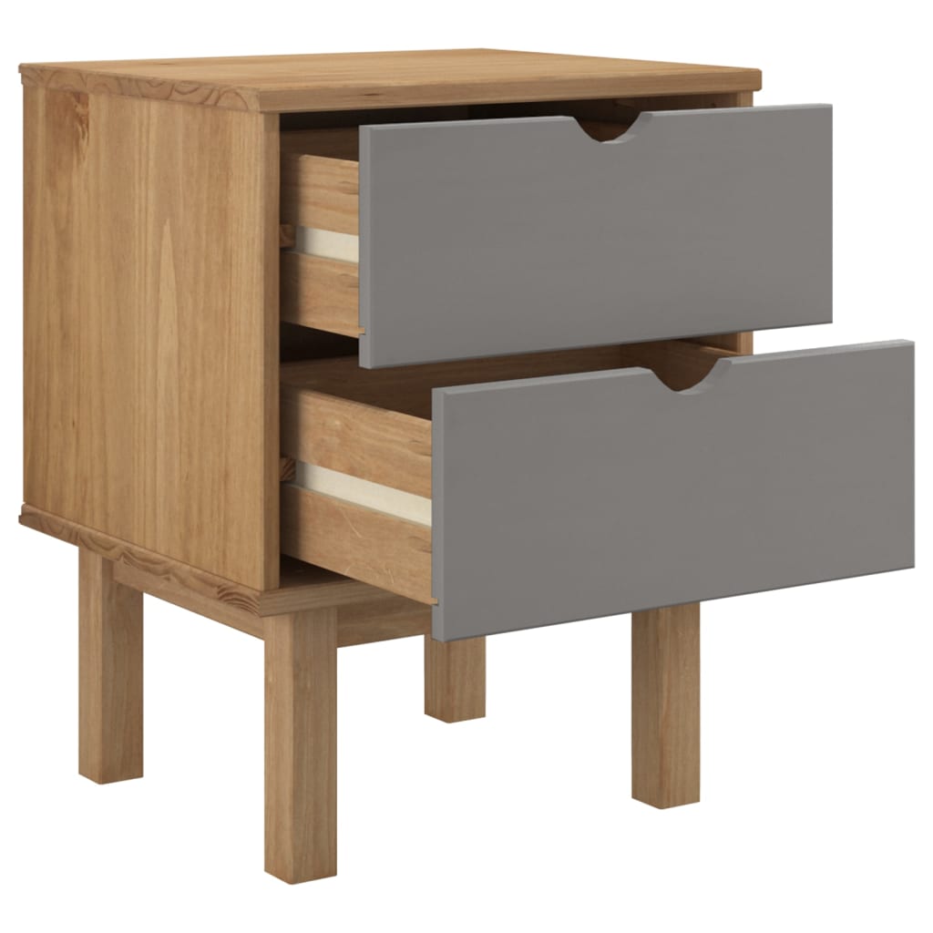 Table de chevet OTTA marron et gris 45x39x57 cm bois pin massif - XIOS