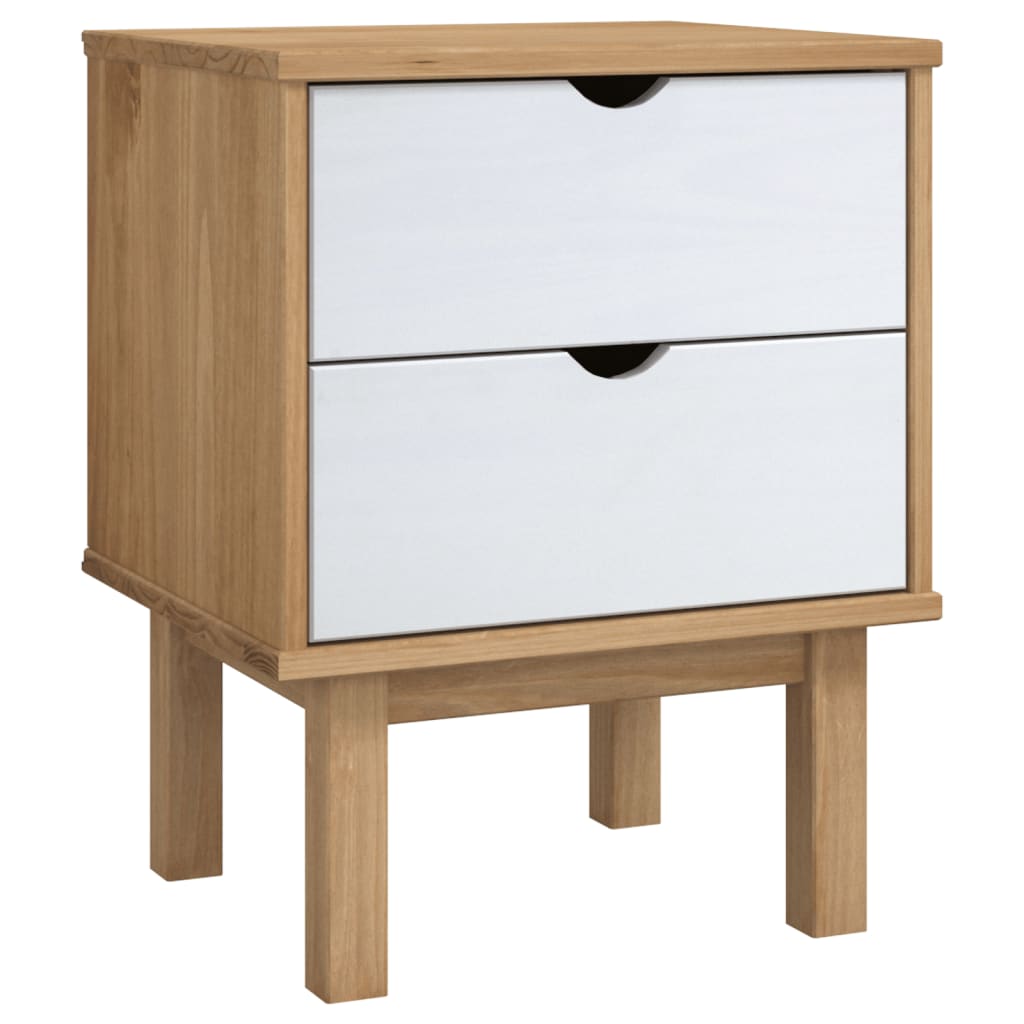 Table de chevet OTTA marron et blanc 45x39x57cm bois pin massif - XIOS