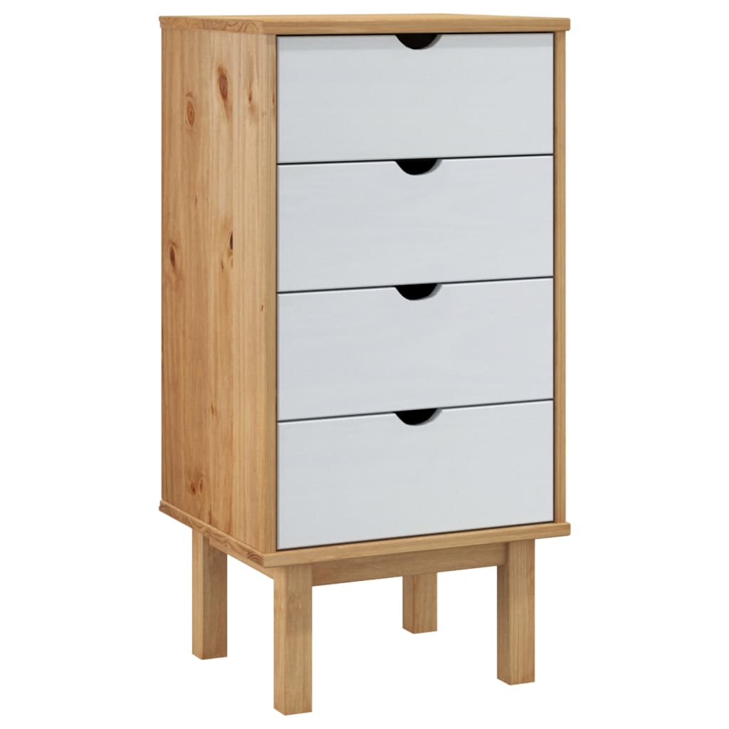 Commode OTTA marron et blanc 45x39x90 cm bois de pin massif - XIOS