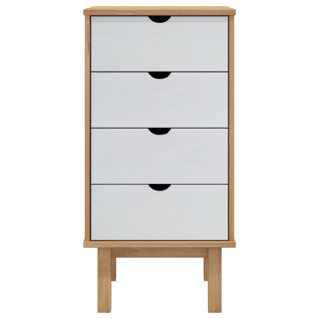 Commode OTTA marron et blanc 45x39x90 cm bois de pin massif - XIOS
