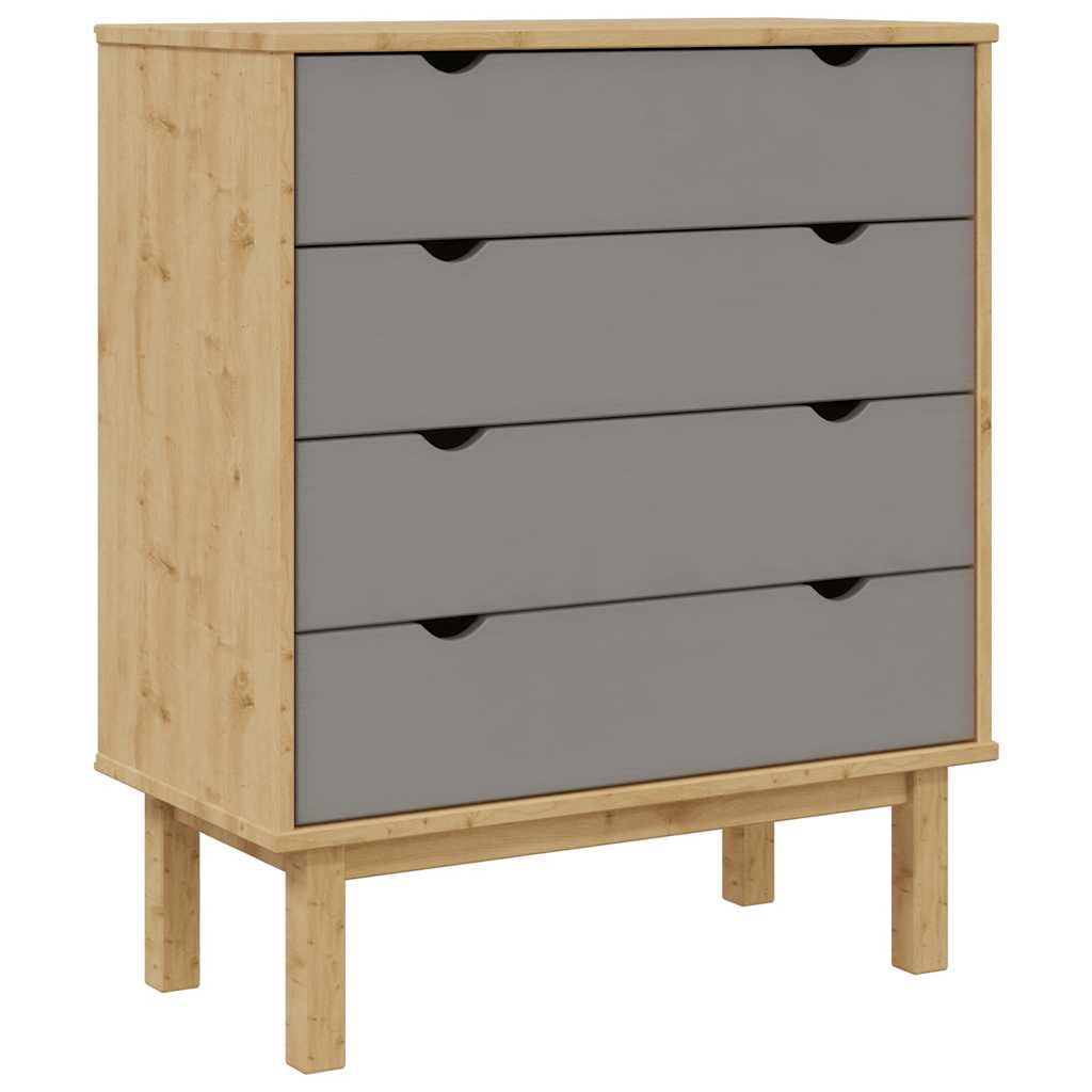 Commode OTTA Marron et gris 76,5x39,5x90 cm Bois de pin massif - XIOS