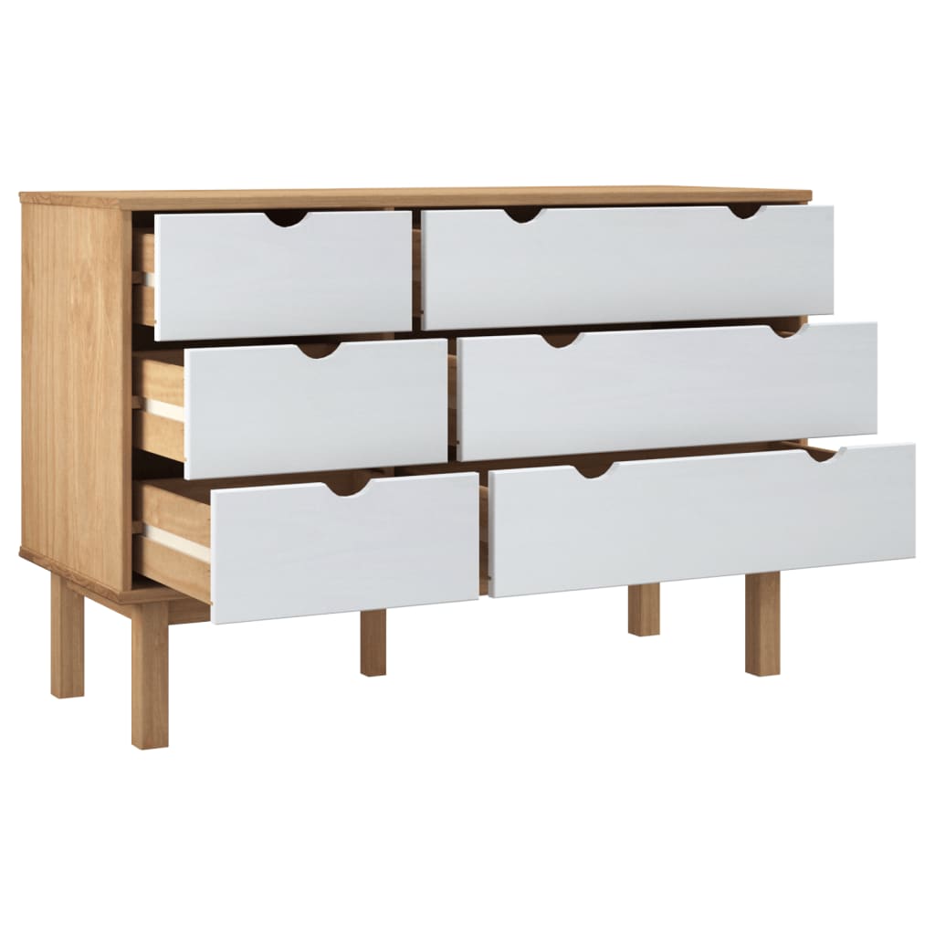 Commode OTTA marron et blanc 111x43x73,5 cm bois de pin massif - XIOS