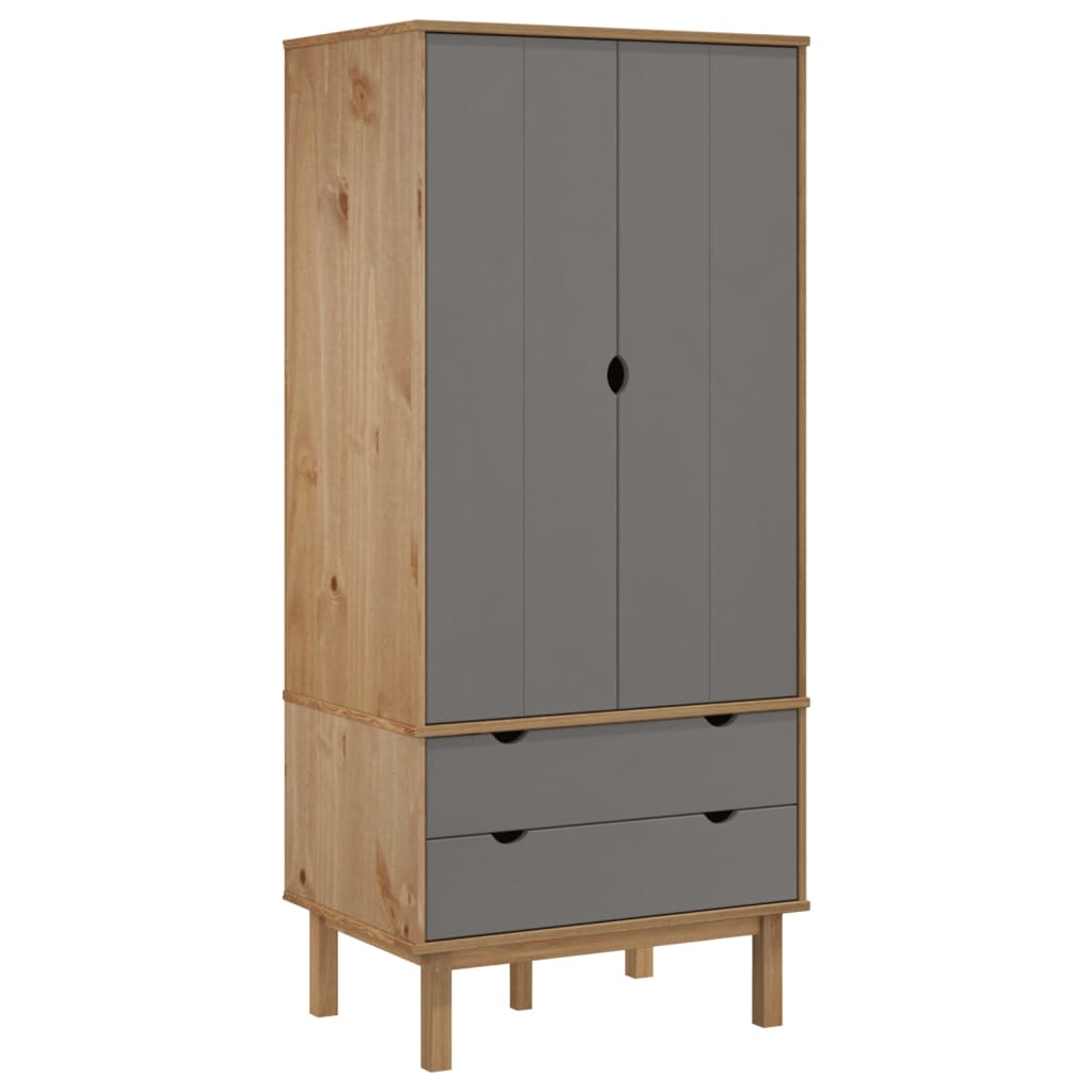 Garde-robe OTTA Marron et gris 76,5x53x172 cm Bois massif pin - XIOS