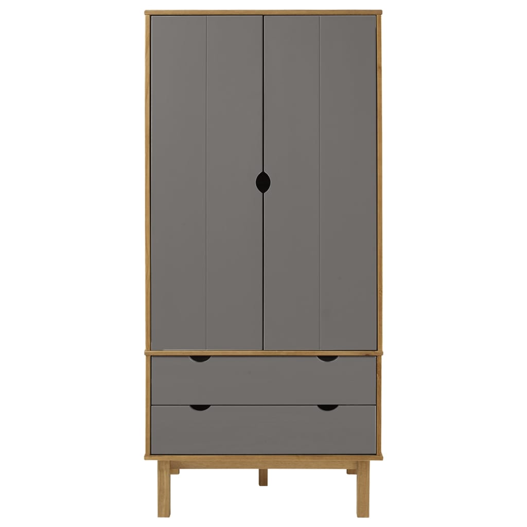 Garde-robe OTTA Marron et gris 76,5x53x172 cm Bois massif pin - XIOS