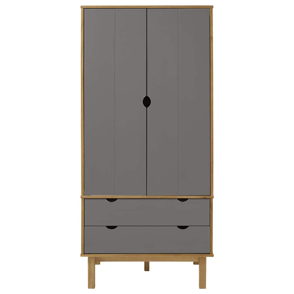 Garde-robe OTTA Marron et gris 76,5x53x172 cm Bois massif pin