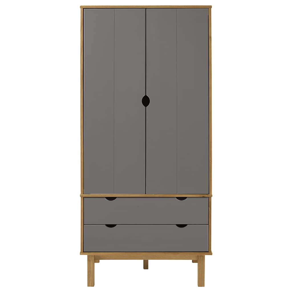 Garde-robe OTTA Marron et gris 76,5x53x172 cm Bois massif pin