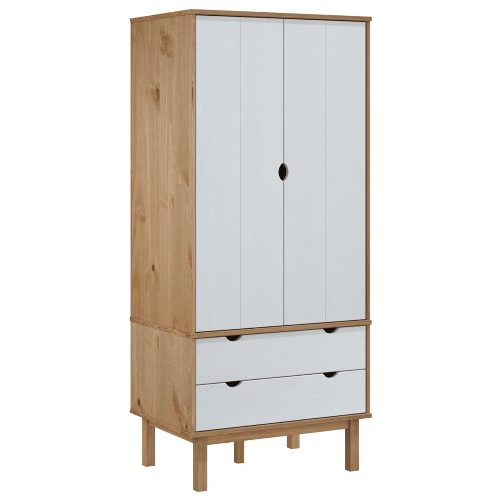Garde-robe OTTA Marron et blanc 76,5x53x172 cm Bois massif pin - XIOS