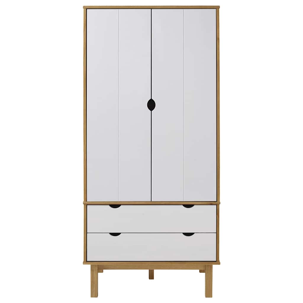 Garde-robe OTTA Marron et blanc 76,5x53x172 cm Bois massif pin