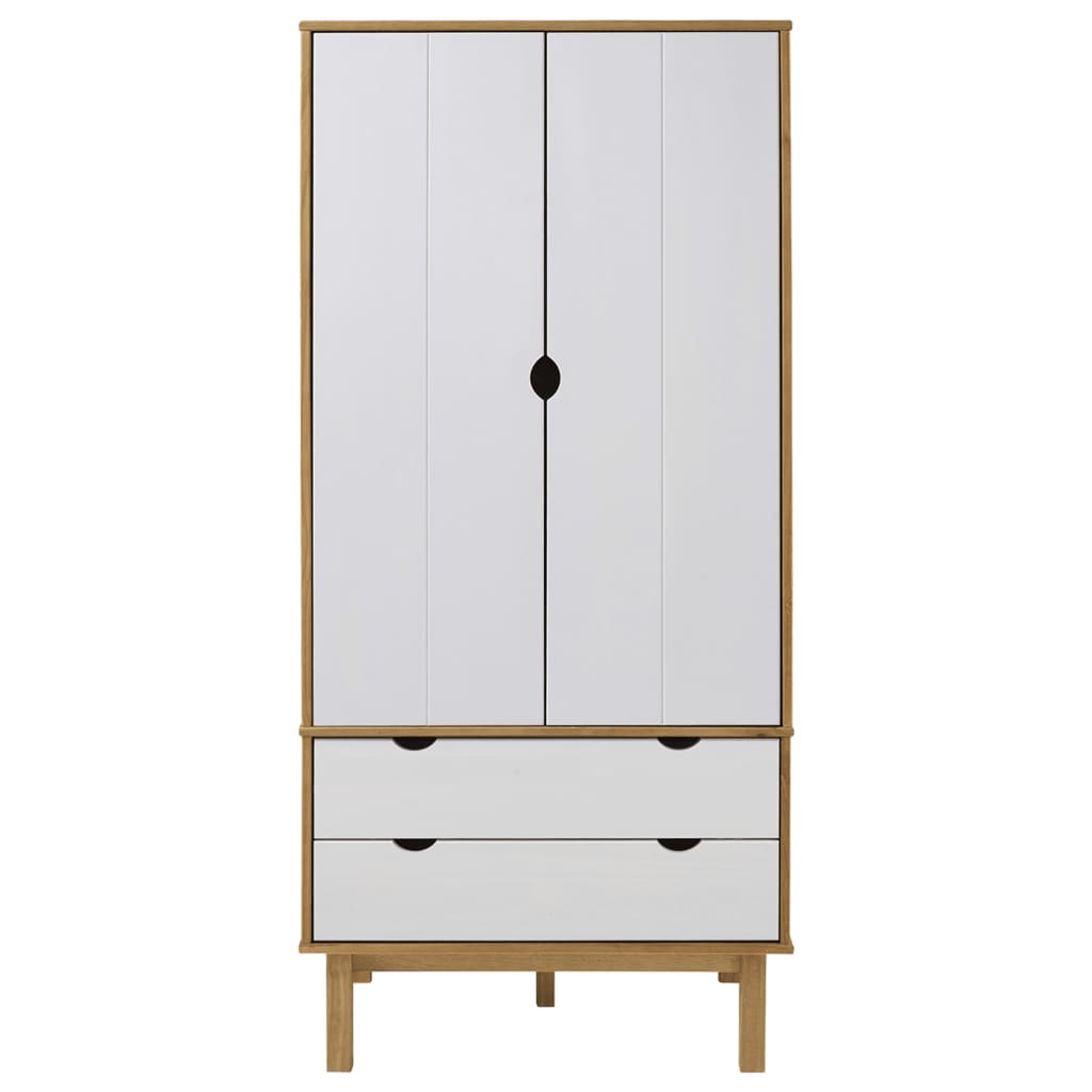 Garde-robe OTTA Marron et blanc 76,5x53x172 cm Bois massif pin - XIOS