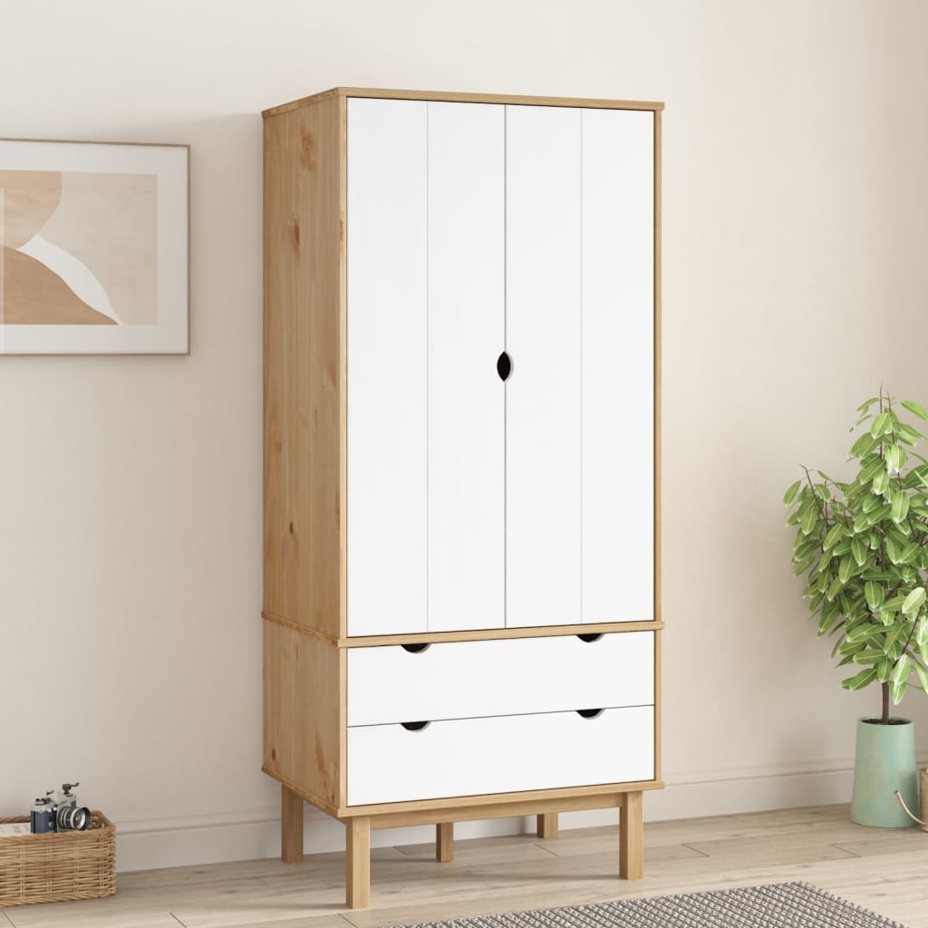 Garde-robe OTTA Marron et blanc 76,5x53x172 cm Bois massif pin - XIOS
