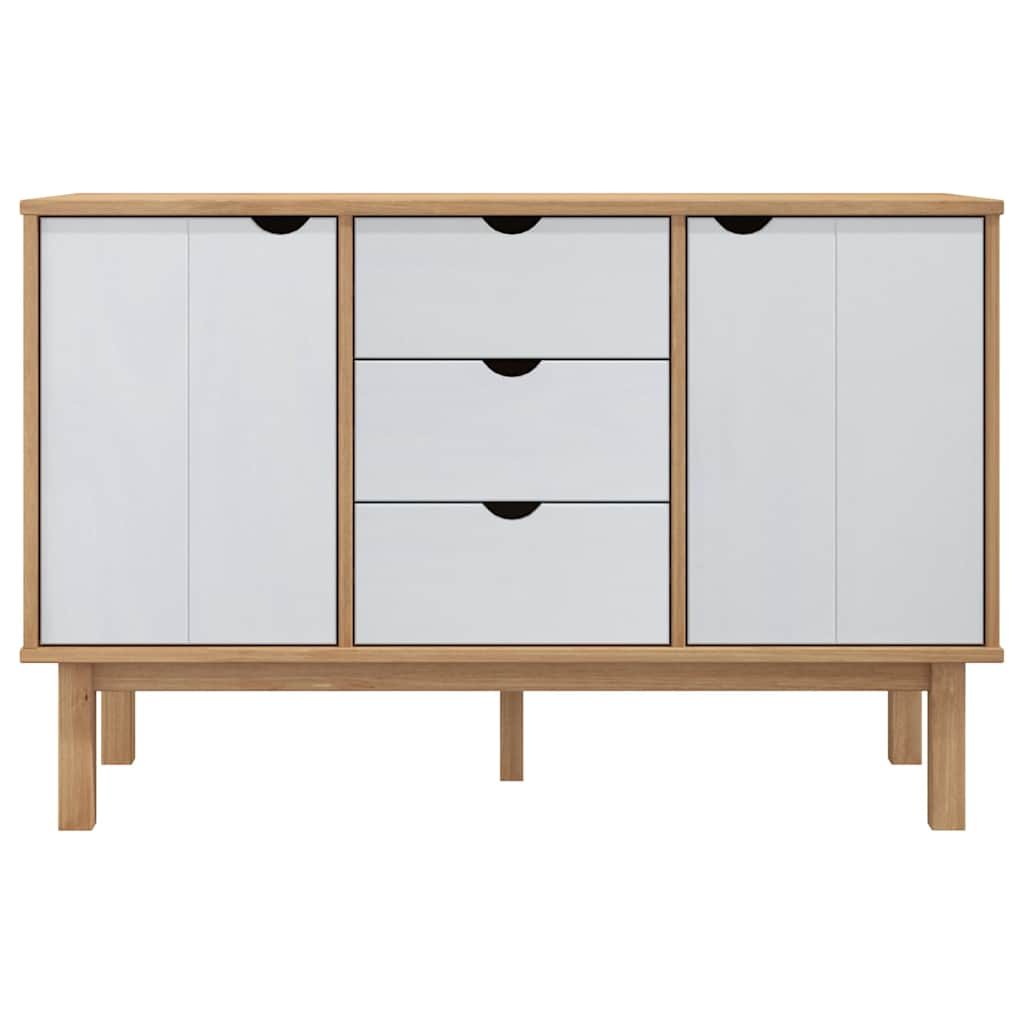 Buffet OTTA Marron et blanc 113,5x43x73 cm Bois massif pin
