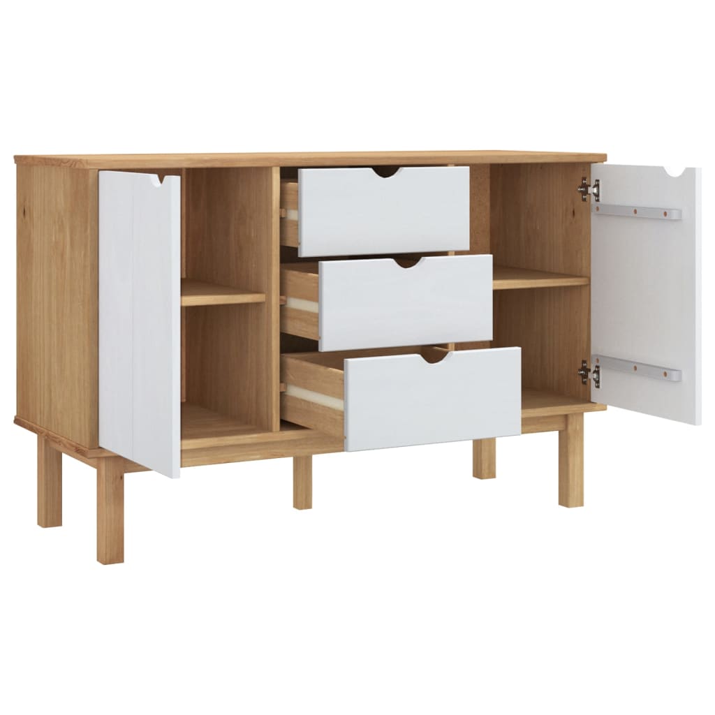 Buffet OTTA Marron et blanc 113,5x43x73 cm Bois massif pin - XIOS