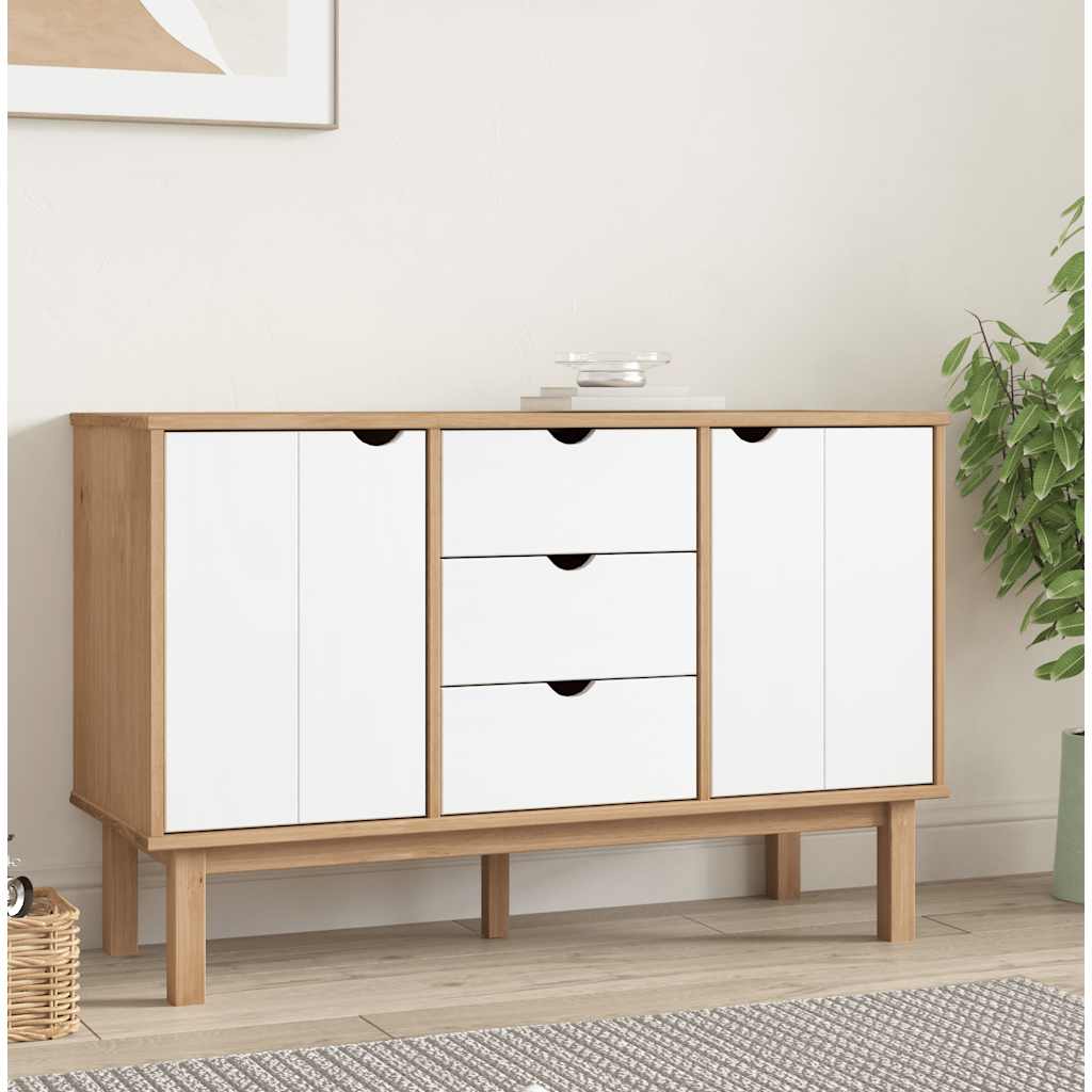 Buffet OTTA Marron et blanc 113,5x43x73 cm Bois massif pin - XIOS