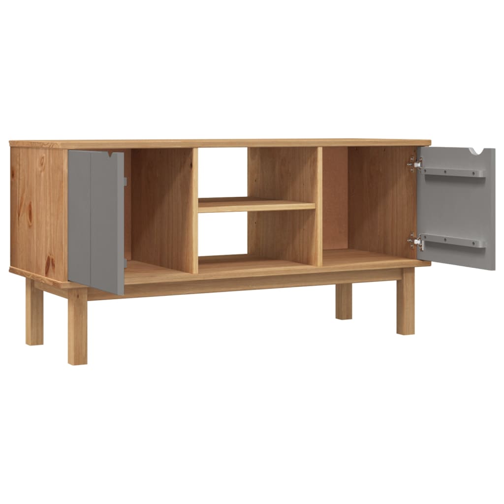 Meuble TV OTTA Marron et gris 113,5x43x57 cm Bois massif pin - XIOS