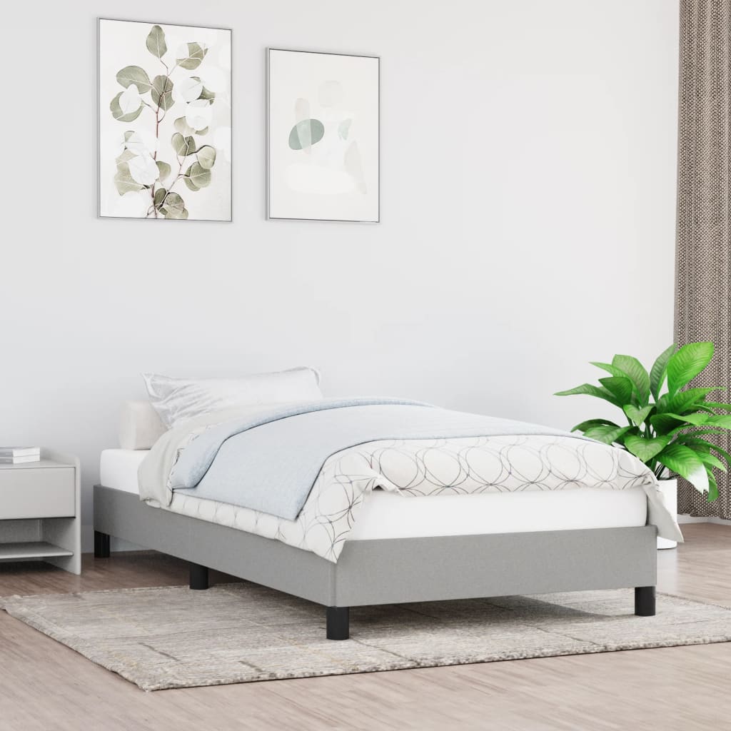 Cadre de lit sans matelas gris clair 80x200 cm tissu - XIOS