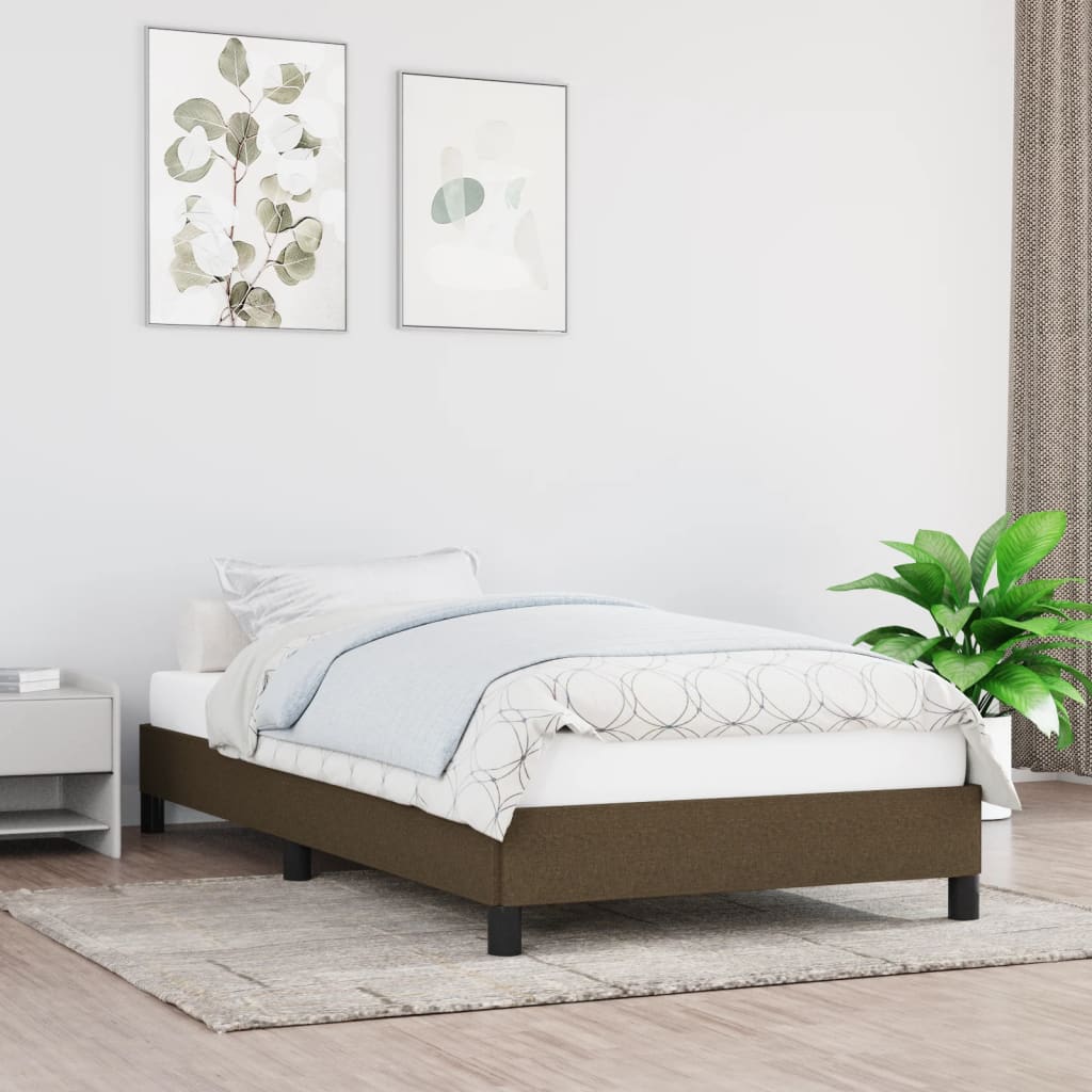 Cadre de lit sans matelas marron foncé 90x190 cm tissu - XIOS