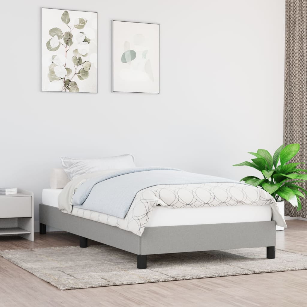 Cadre de lit sans matelas gris clair 90x200 cm tissu - XIOS