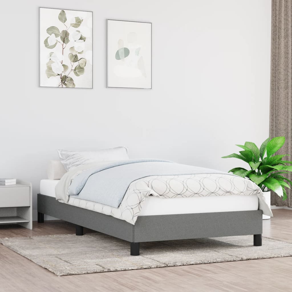 Cadre de lit sans matelas gris foncé 100x200 cm tissu - XIOS