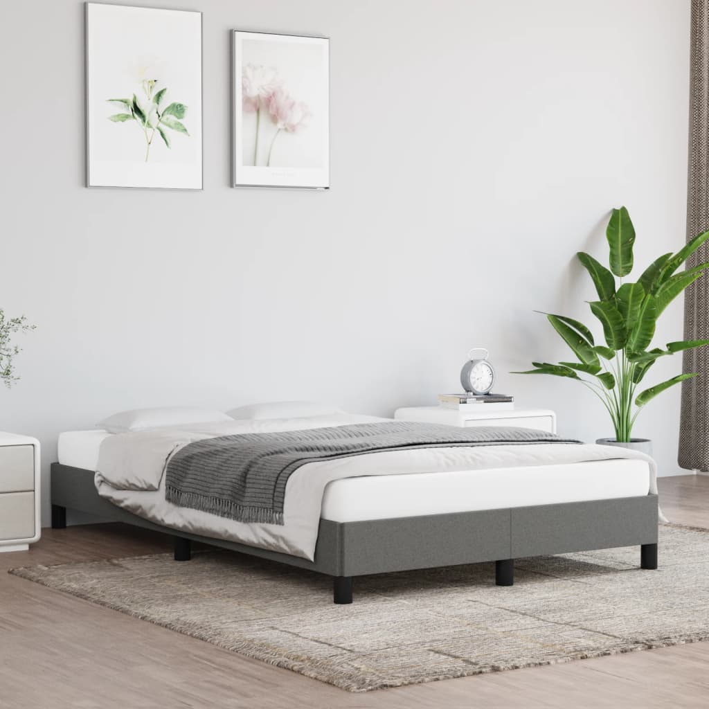 Cadre de lit sans matelas gris foncé 120x200 cm tissu - XIOS