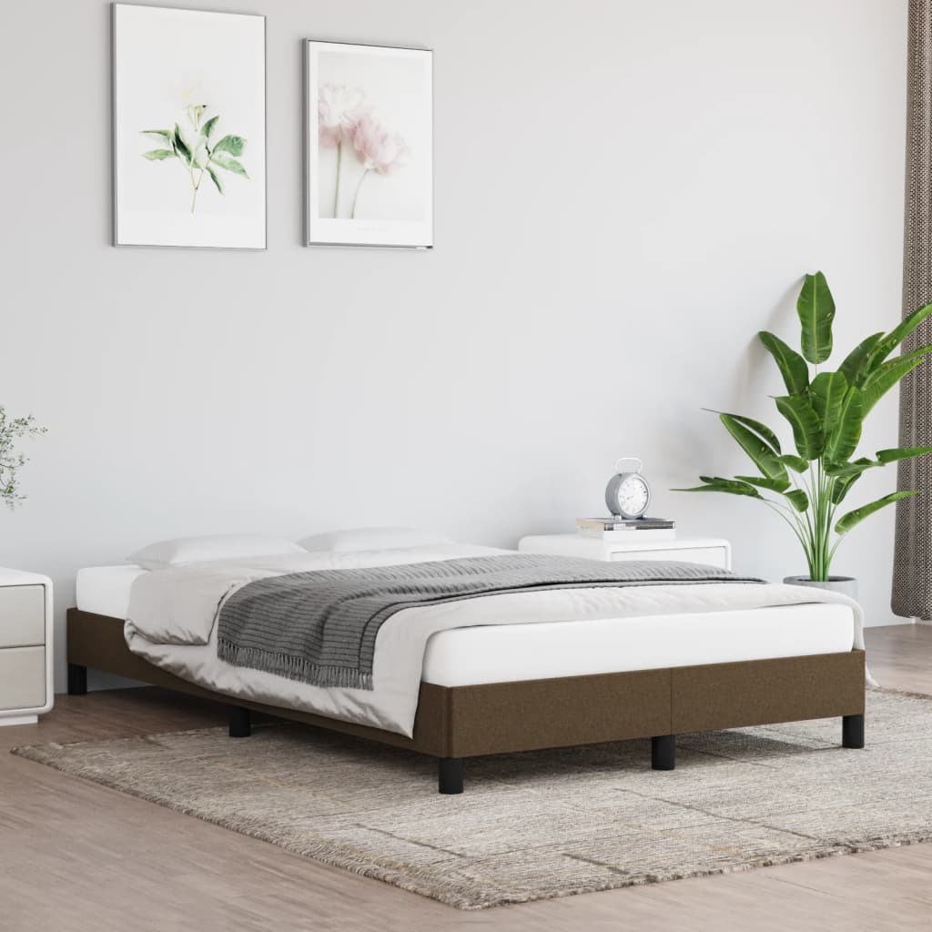 Cadre de lit sans matelas marron foncé 120x200 cm tissu - XIOS