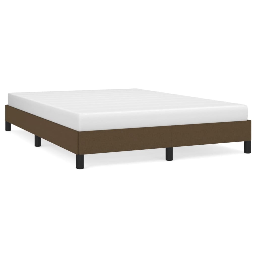 Cadre de lit sans matelas marron foncé 140x190 cm tissu - XIOS