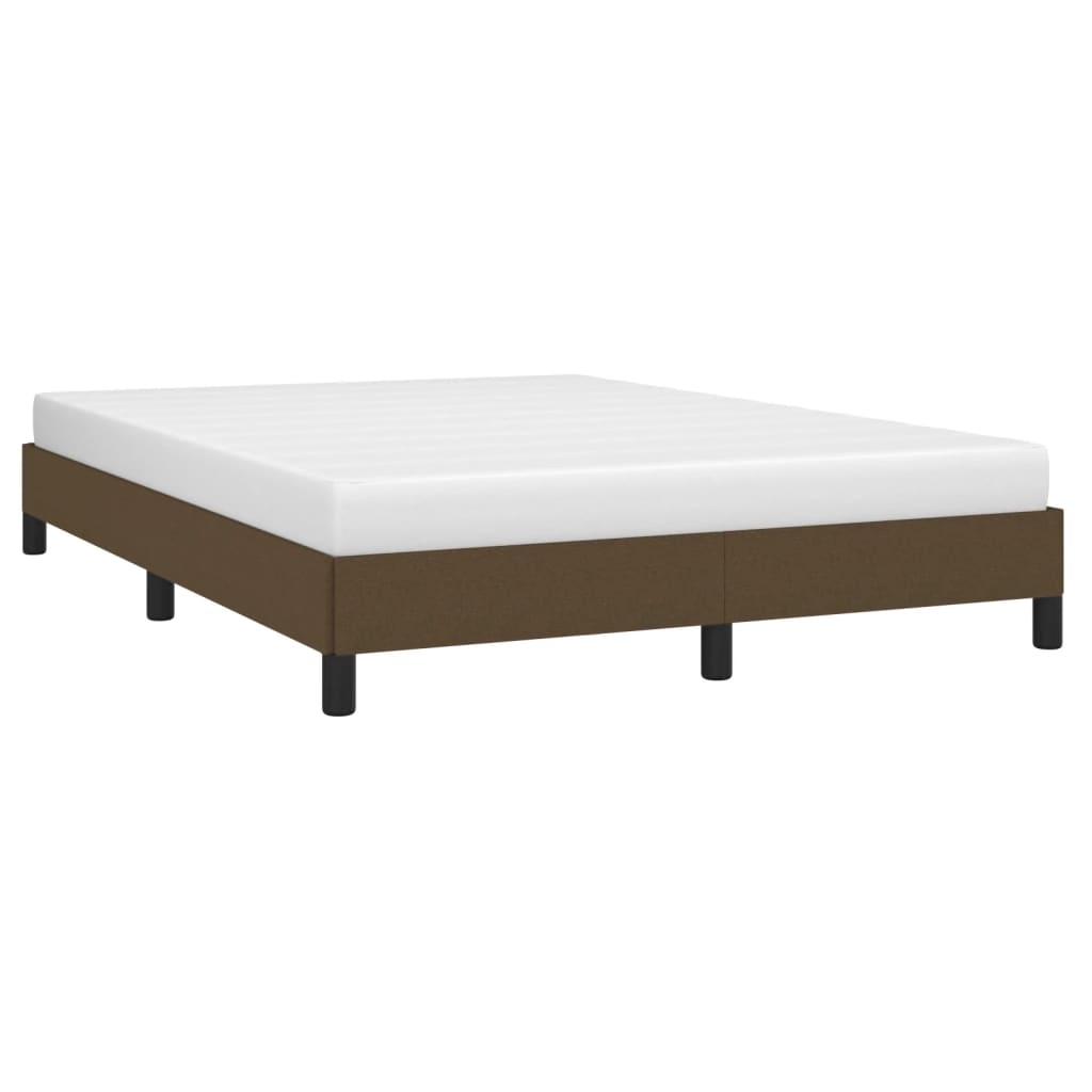 Cadre de lit sans matelas marron foncé 140x190 cm tissu - XIOS