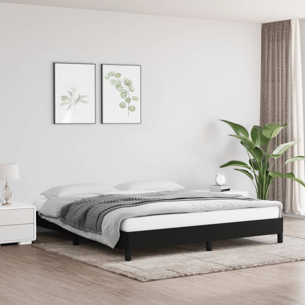 Cadre de lit sans matelas noir 160x200 cm tissu - XIOS