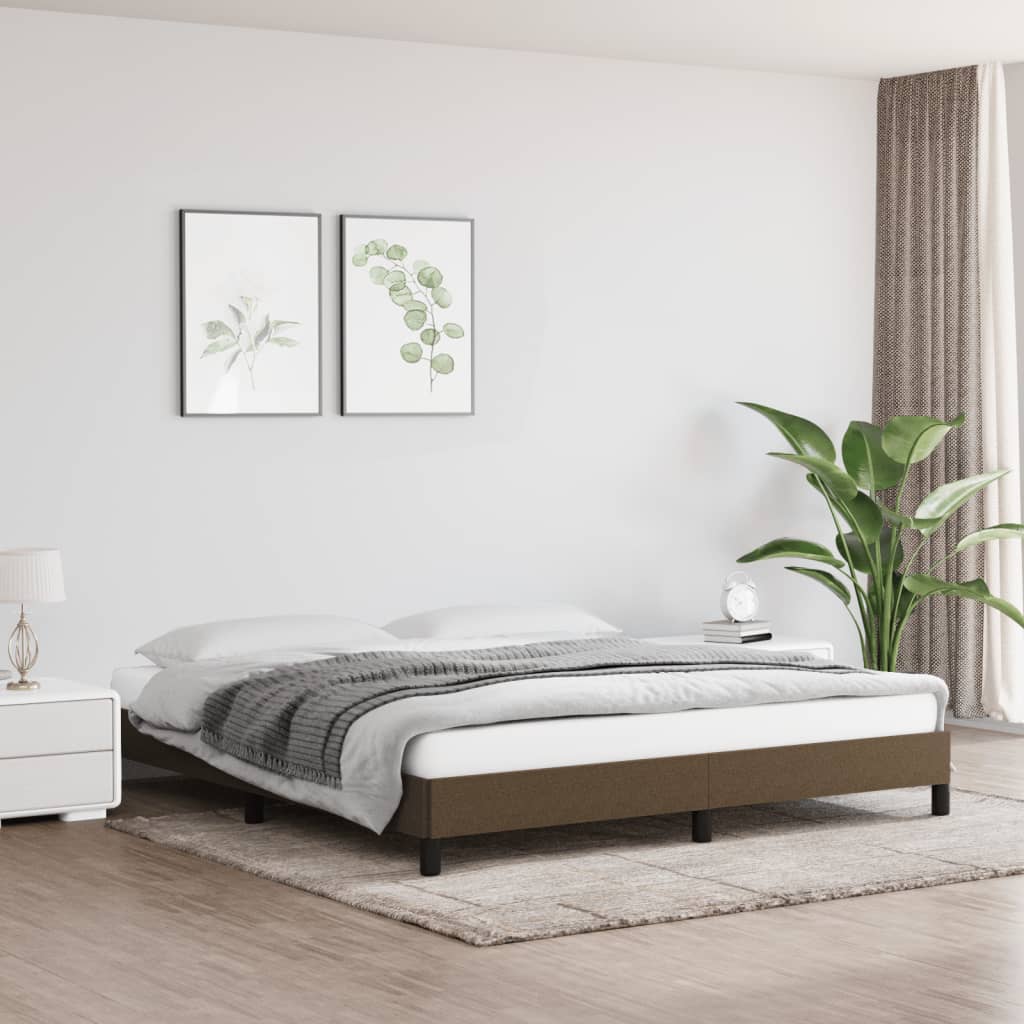 Cadre de lit sans matelas marron foncé 160x200 cm tissu - XIOS