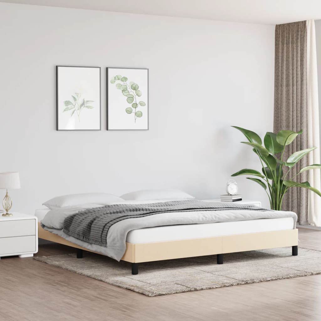 Cadre de lit sans matelas crème 160x200 cm tissu - XIOS