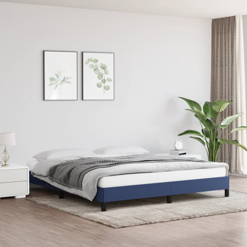 Cadre de lit sans matelas bleu 160x200 cm tissu - XIOS
