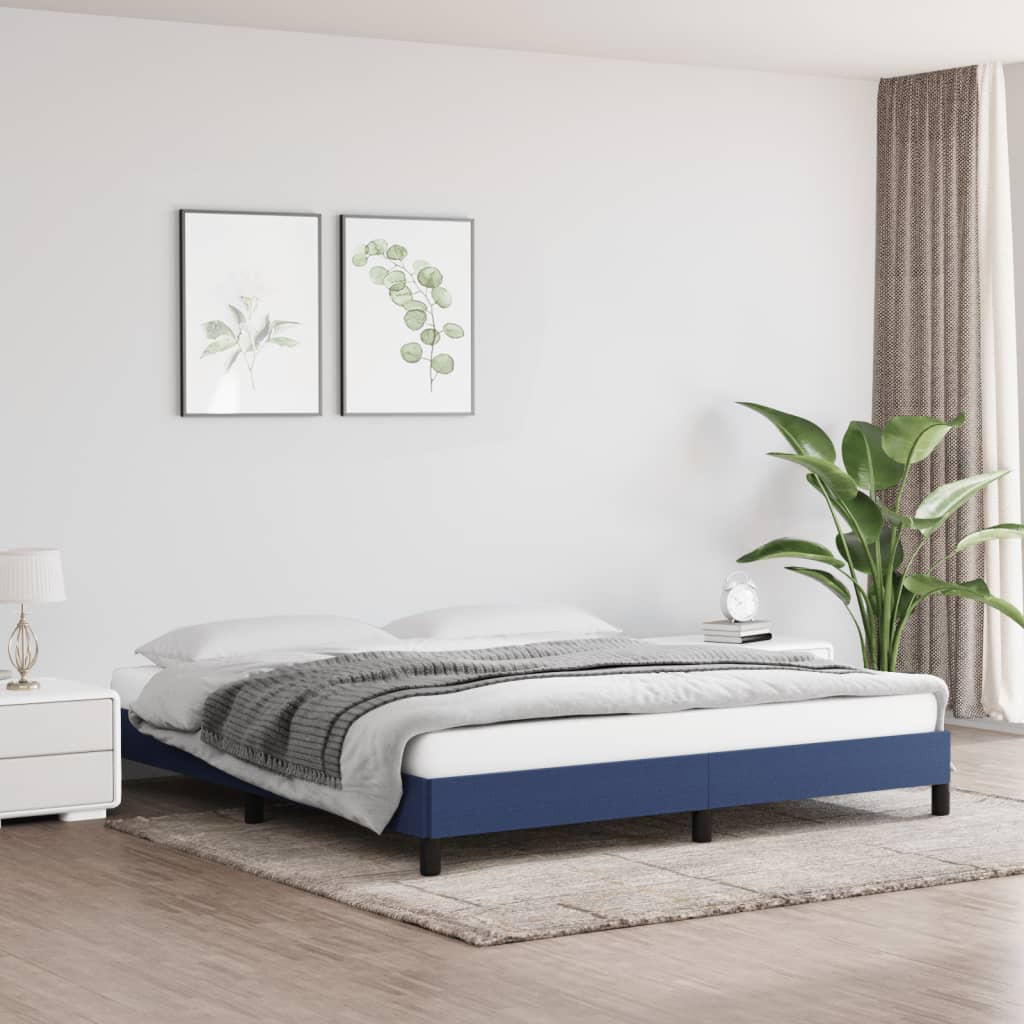 Cadre de lit sans matelas bleu 180x200 cm tissu - XIOS