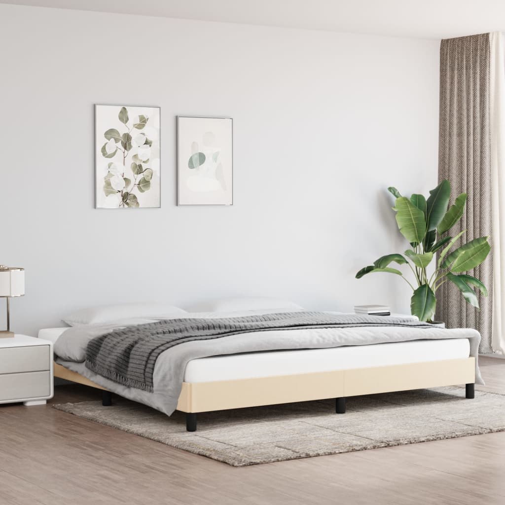 Cadre de lit sans matelas crème 200x200 cm tissu - XIOS