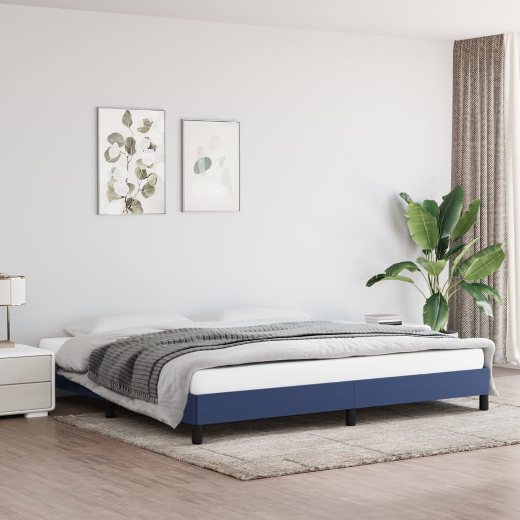 Cadre de lit sans matelas bleu 200x200 cm tissu - XIOS