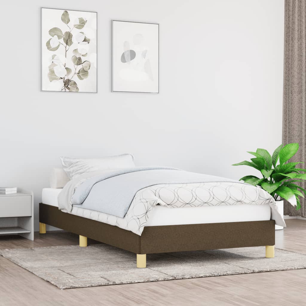 Cadre de lit sans matelas marron foncé 80x200 cm tissu - XIOS