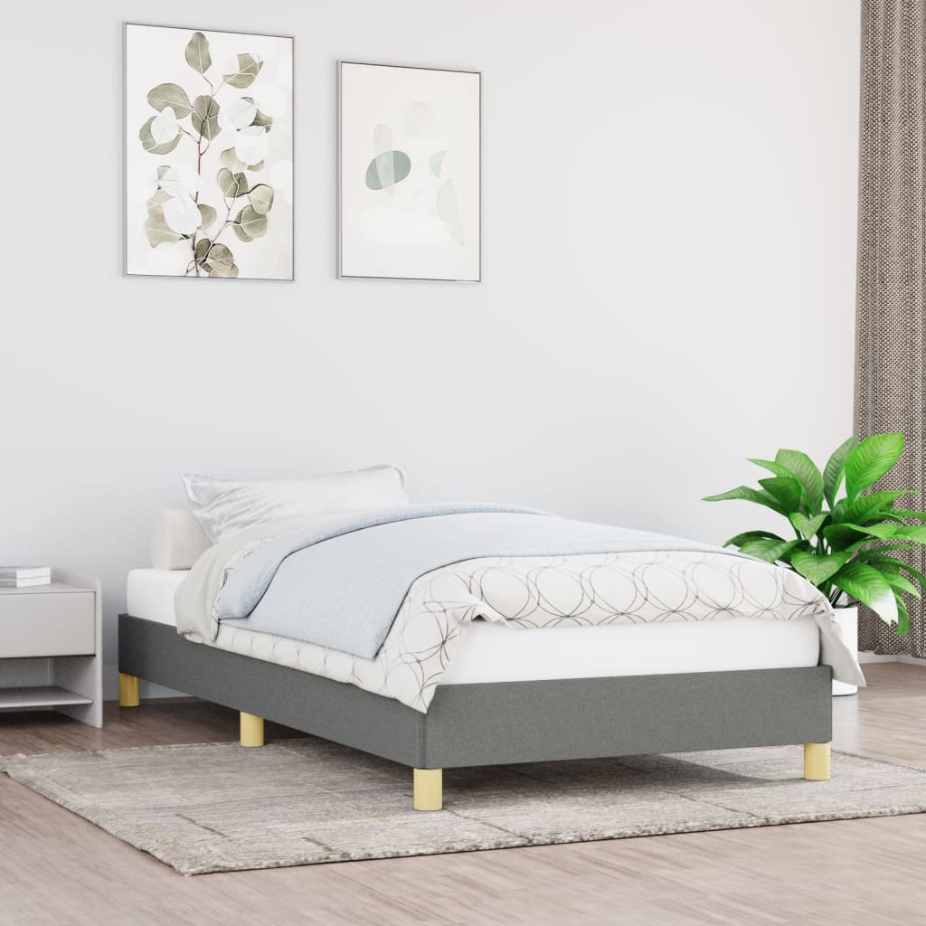 Cadre de lit sans matelas gris foncé 90x190 cm tissu - XIOS