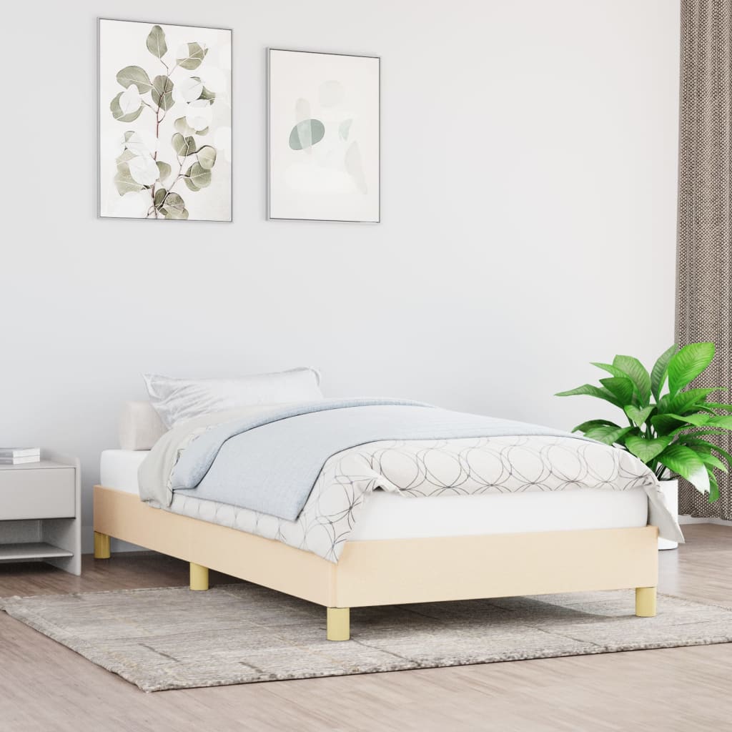 Cadre de lit sans matelas crème 90x190 cm tissu - XIOS