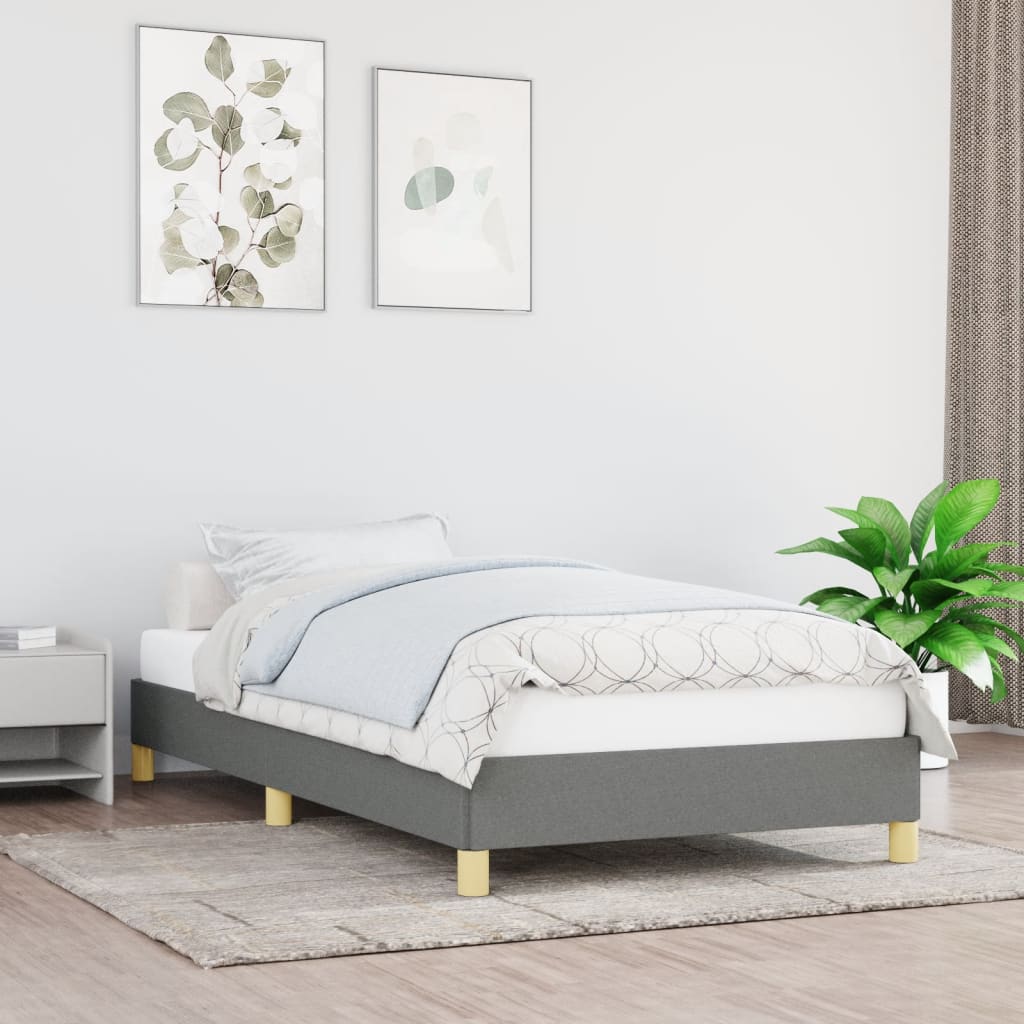 Cadre de lit sans matelas gris foncé 100x200 cm tissu - XIOS