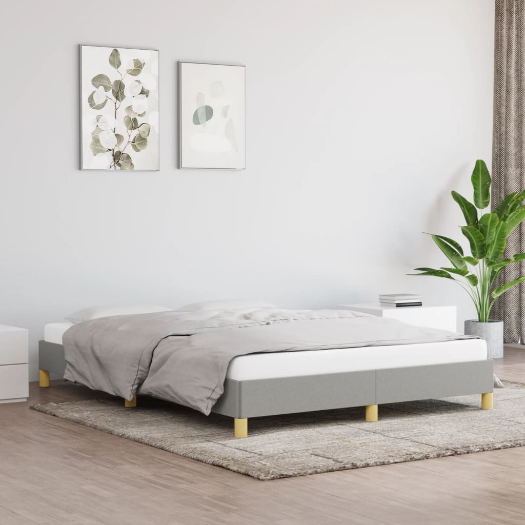 Cadre de lit sans matelas gris clair 140x190 cm tissu - XIOS