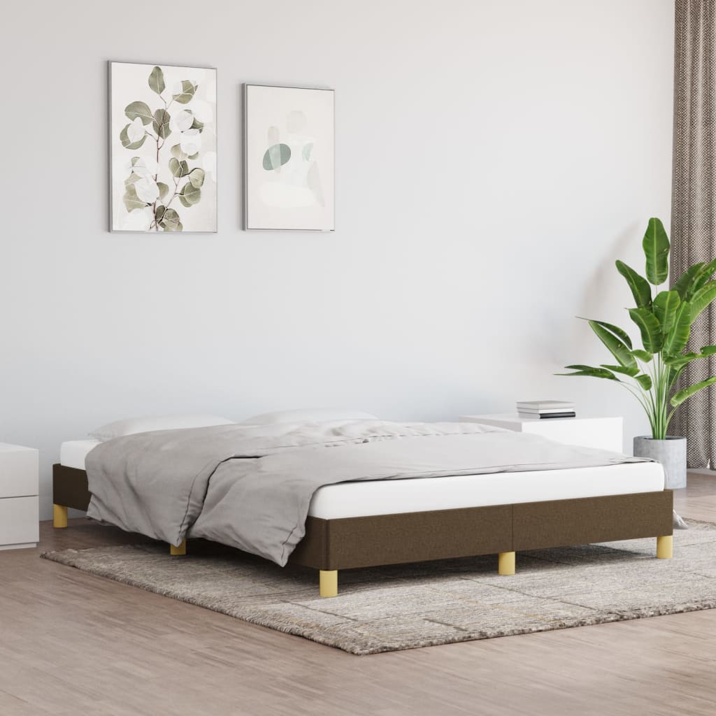 Cadre de lit sans matelas marron foncé 140x190 cm tissu - XIOS