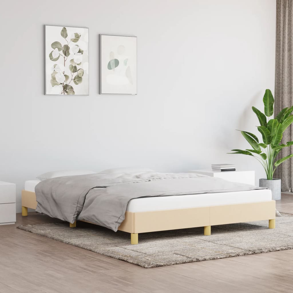 Cadre de lit sans matelas crème 140x190 cm tissu - XIOS