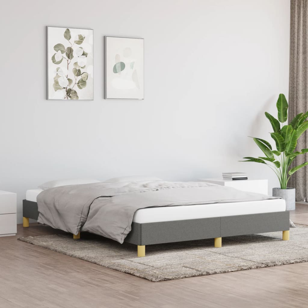 Cadre de lit sans matelas gris foncé 160x200 cm tissu - XIOS