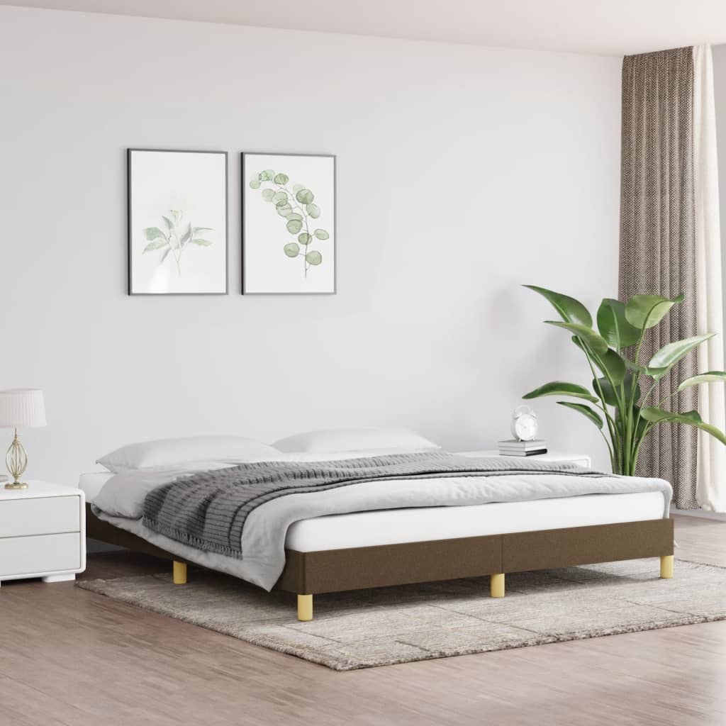 Cadre de lit sans matelas marron foncé 180x200 cm tissu - XIOS