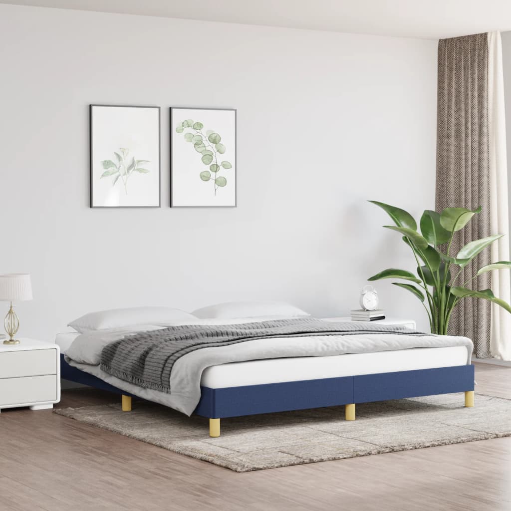 Cadre de lit sans matelas bleu 180x200 cm tissu - XIOS
