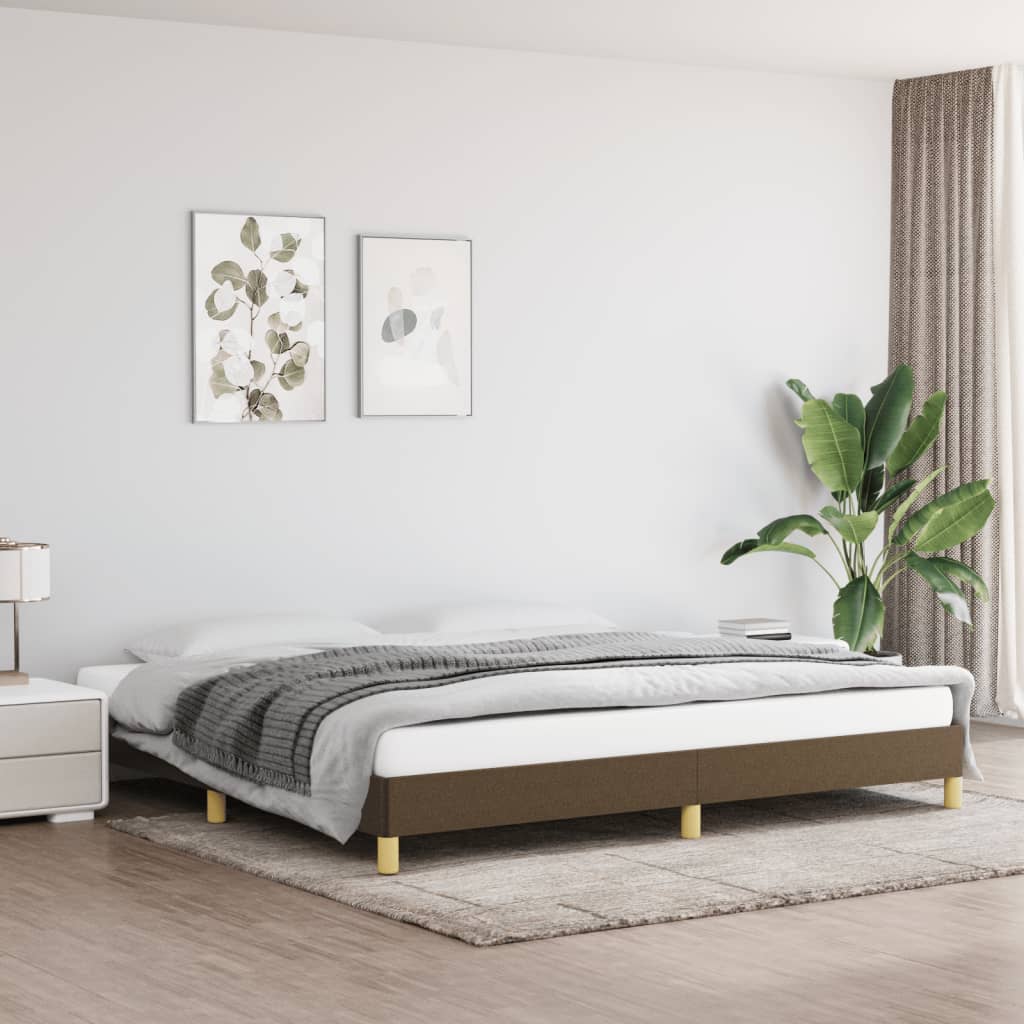Cadre de lit sans matelas marron foncé 200x200 cm tissu - XIOS