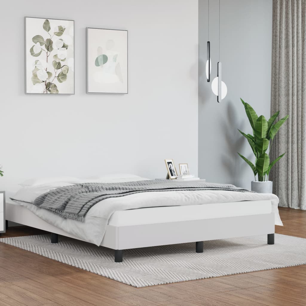 Cadre de lit sans matelas blanc 140x190 cm similicuir - XIOS