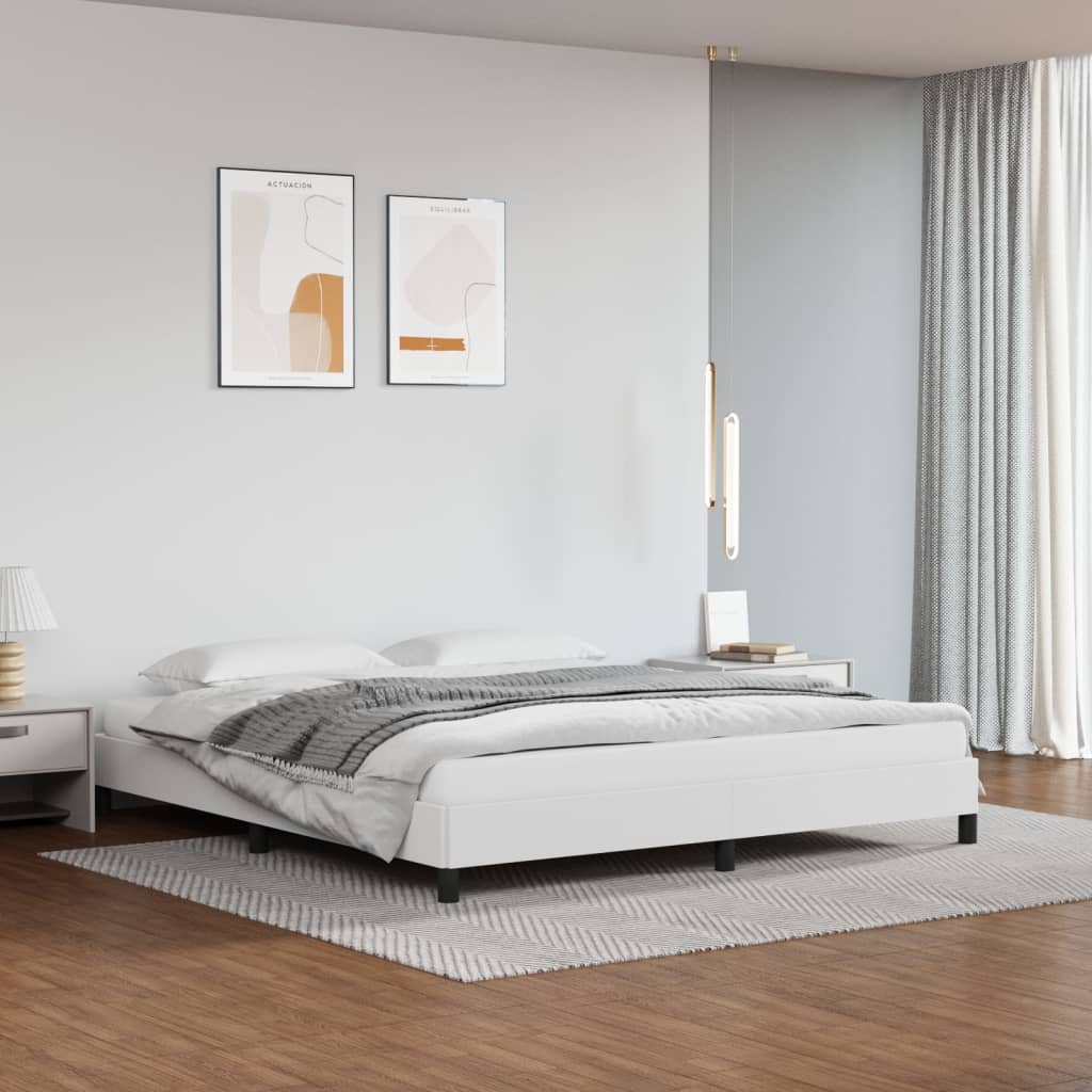 Cadre de lit sans matelas blanc 160x200 cm similicuir - XIOS