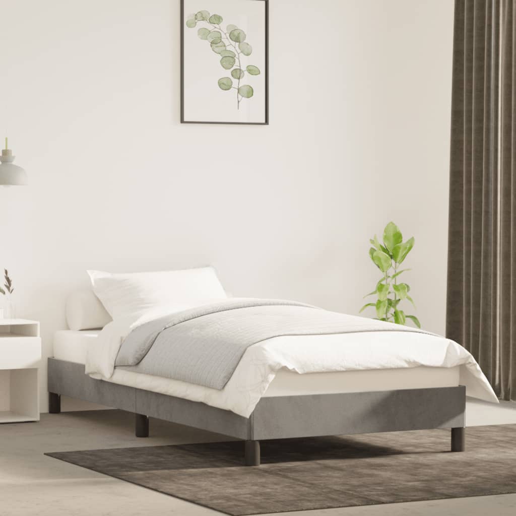 Cadre de lit sans matelas gris clair 80x200 cm velours - XIOS