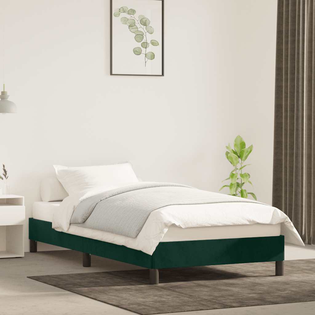 Cadre de lit sans matelas vert foncé 80x200 cm velours - XIOS